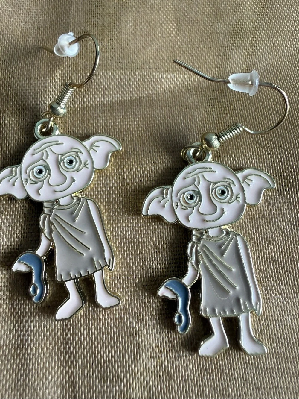 White Dobby Character Enamel Drop Earrings - Kids Accessories